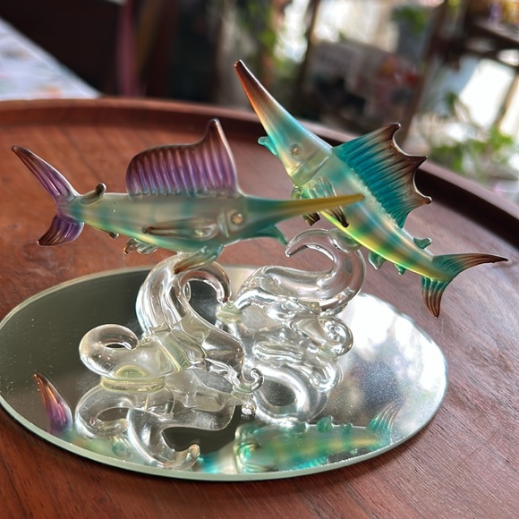 Murano-Style Art Glass Specifically Murano Sommerso Swordfish or Marlin Vintage - Picture 5 of 11